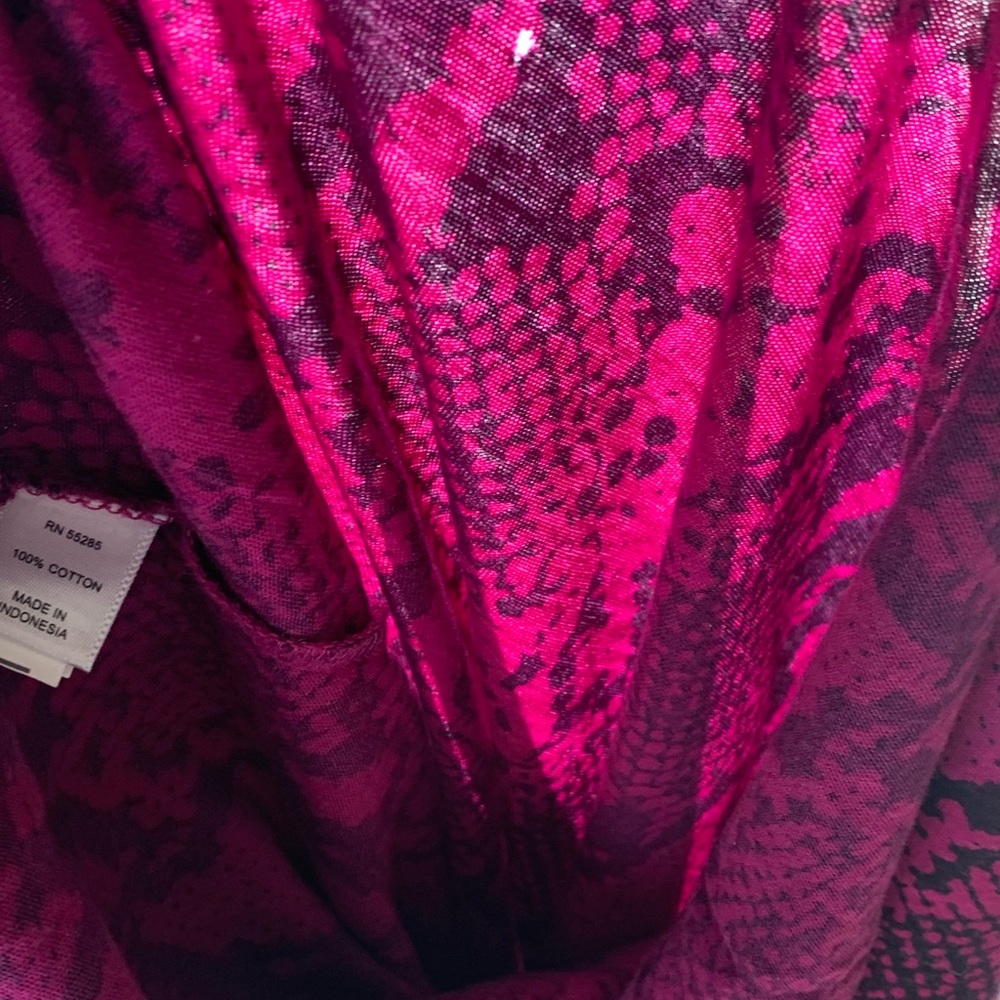 Express Snakeskin Print Long Sleeve Cotton Top -MED Pink/Black Colorful Casual - Picture 10 of 10